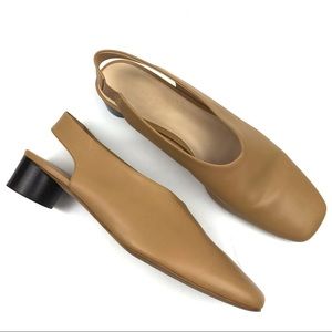Everlane square toe leather sling-back heels